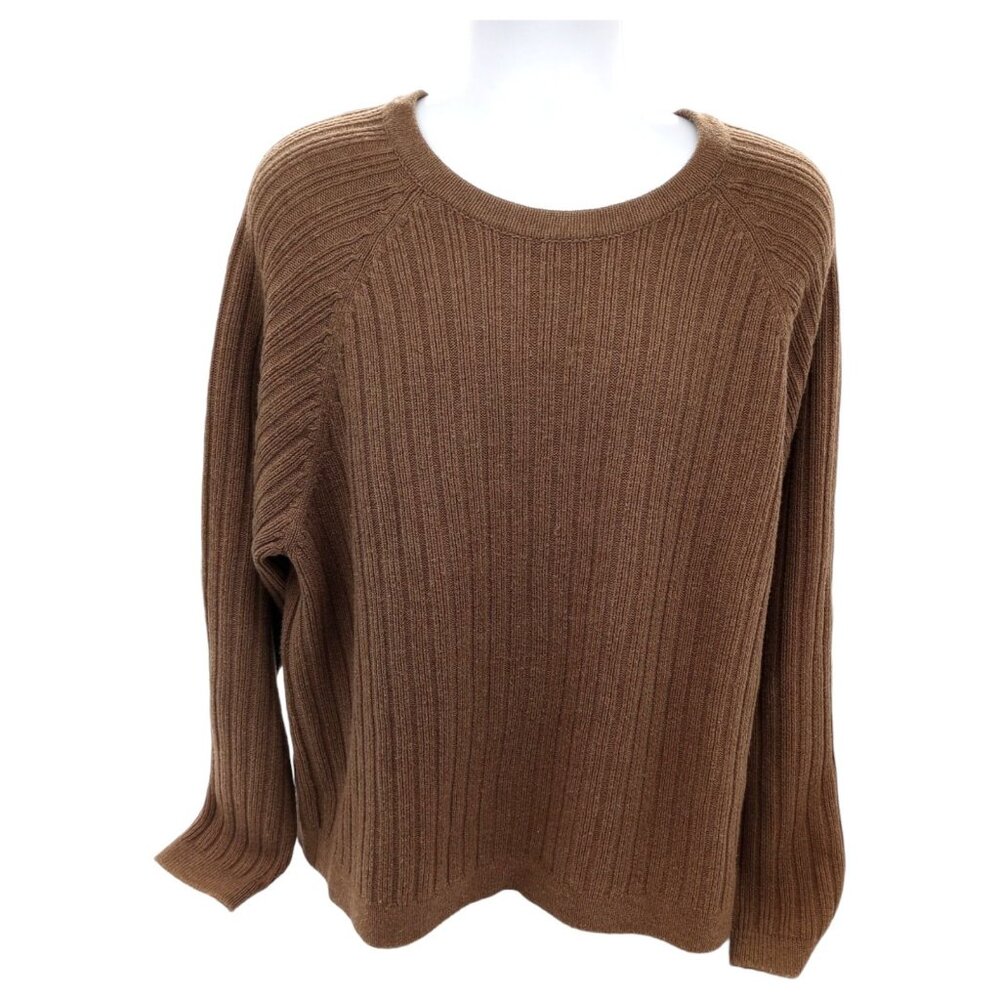 Duluth Trading Sweater Mens Pullover XL Brown Lambs Wool Cable Knit Crewneck